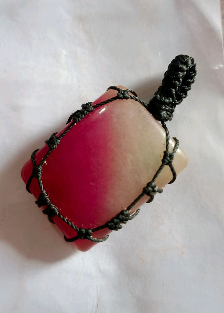 Pink And White Onyx Agate Pendant