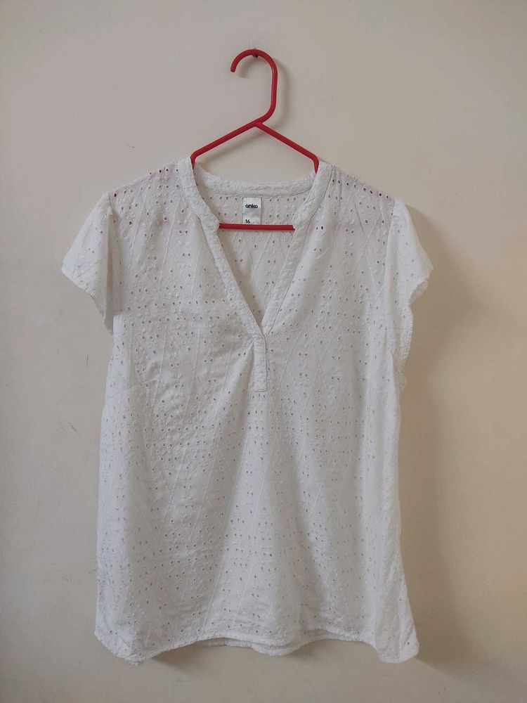 Daily Wear Cotton White Tunic Top