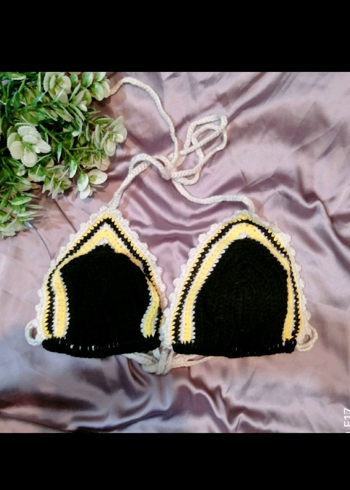 Black Crochet Bra