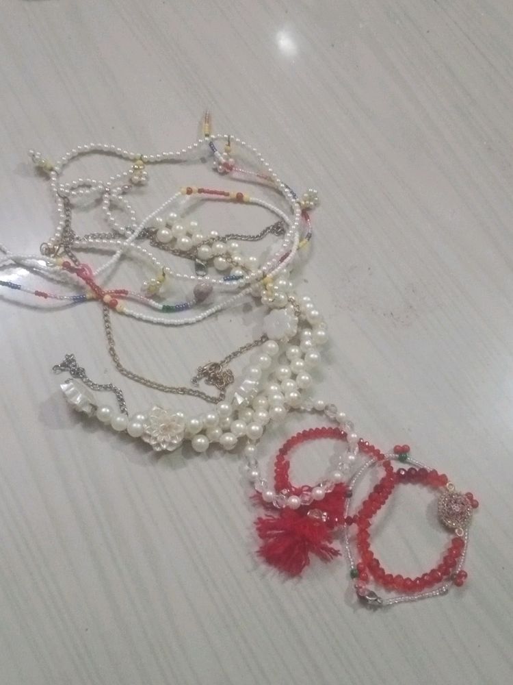 4 Bracelets 6 Korean  Necklace Set