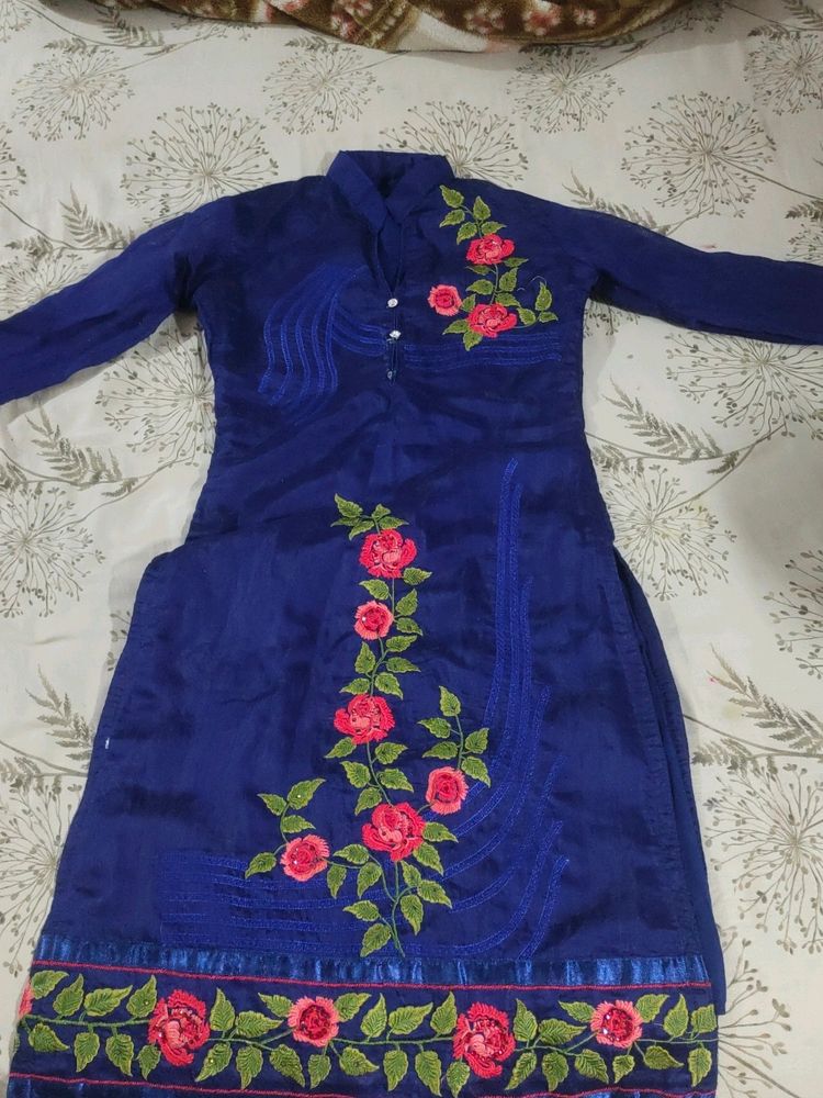 Navy Blue Straight Kurta Medium Size