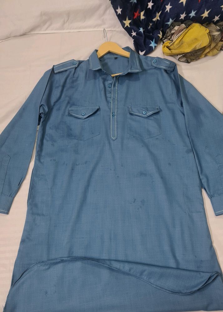 Mens Blue Pathani Kurta Amd Pyjama 42-44