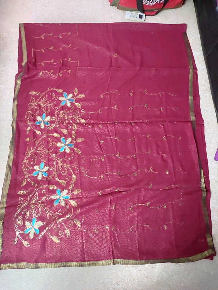 Maroon Jamki Saree