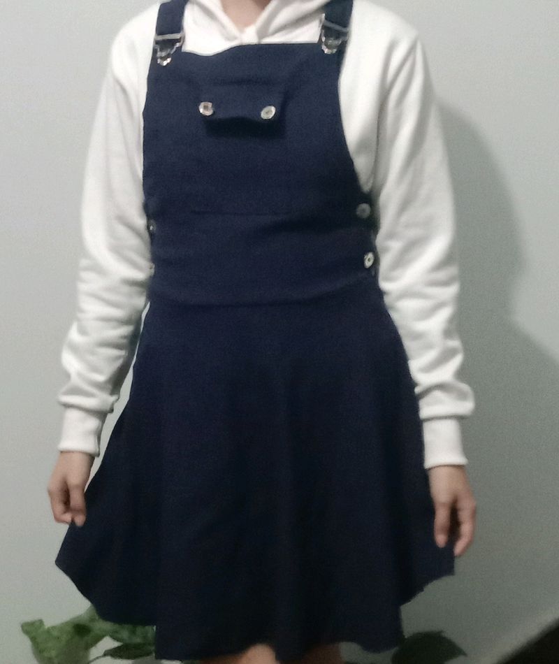 Navy Blue Pinnafore Dungaree Dress