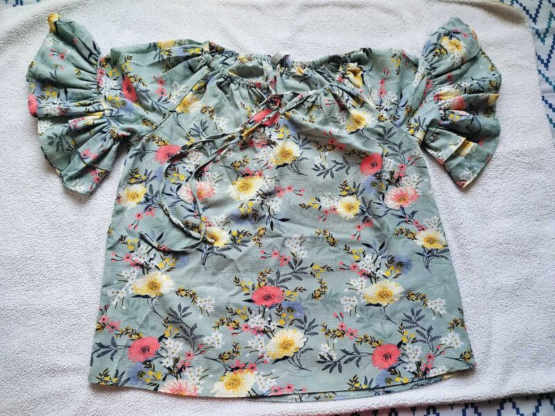 Mint Floral Top, M Size