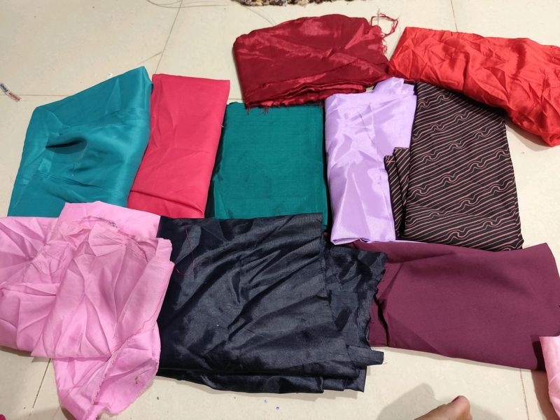 10 Pcs Satin Material Sale 1 Mtr Each