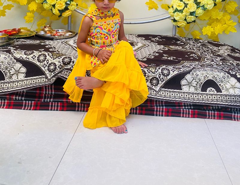 Beautiful Yellow Baby Girl Sharara Dress