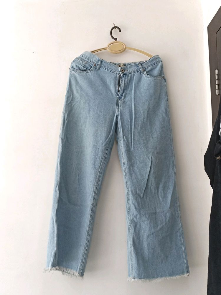 Wide Leg Blue Jeans