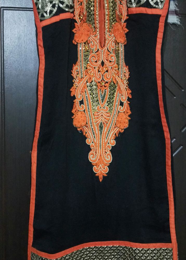 Black Embroidery Suit With Good Condition One Time