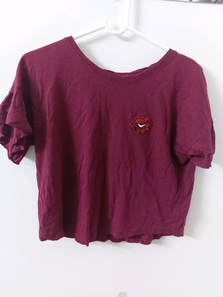 Women's Crop Tshirt Red