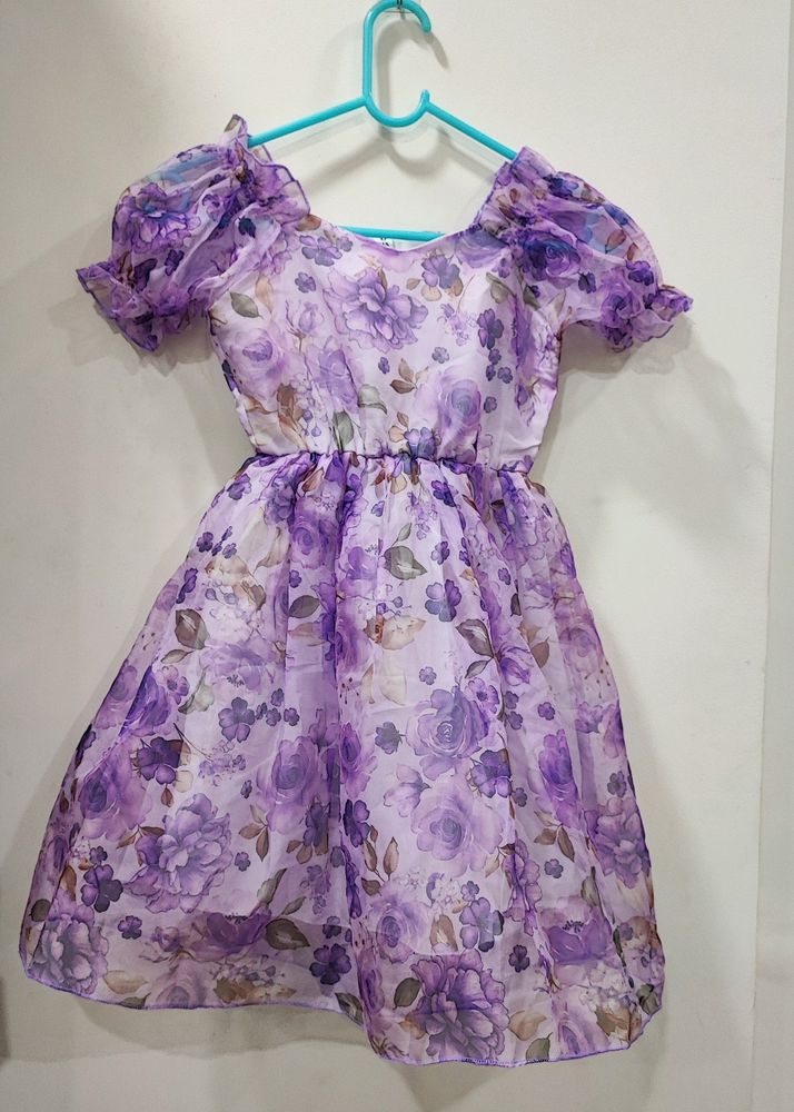 Pretty Purple Flared Frock For Girls