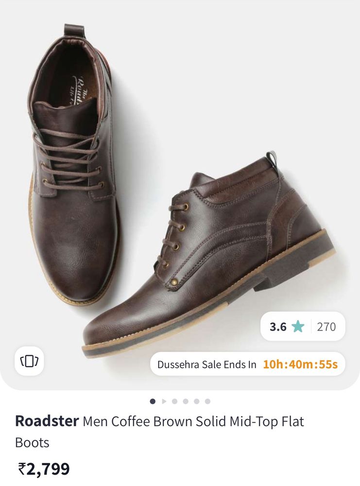 Roadster Men Coffee Brown Solid Mid-Top Flat