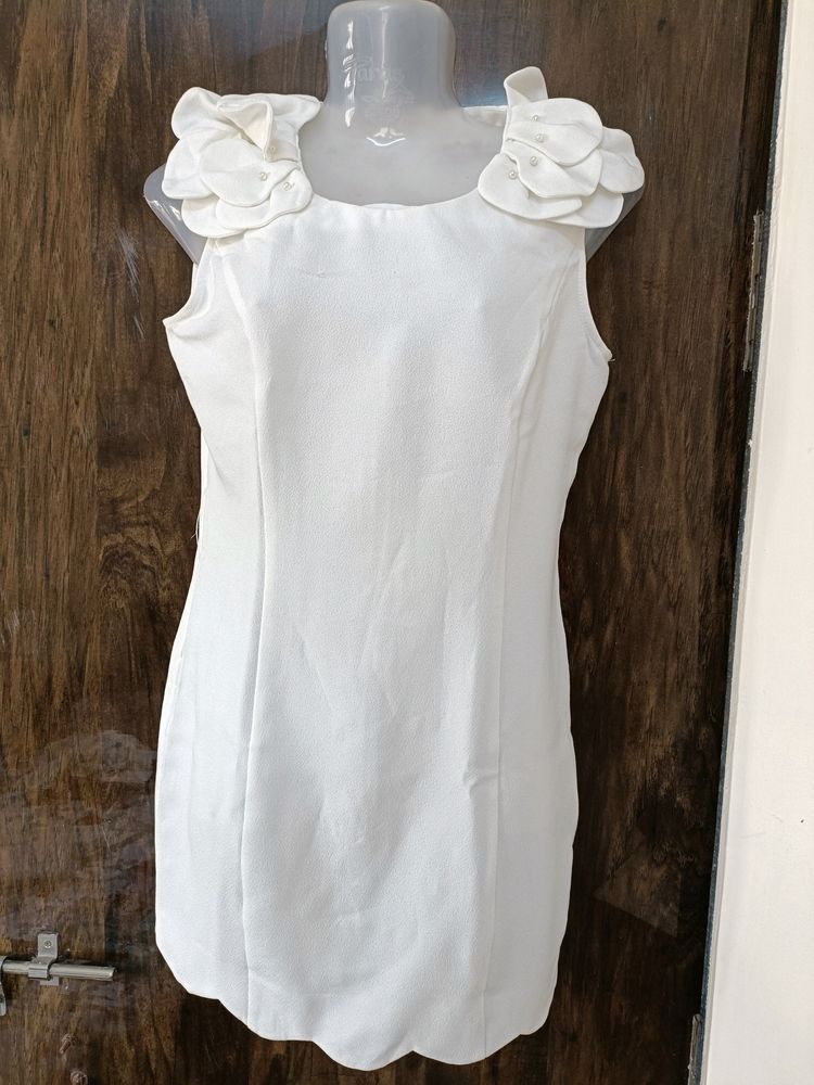 Girls White Polyester Tunic Without Belt