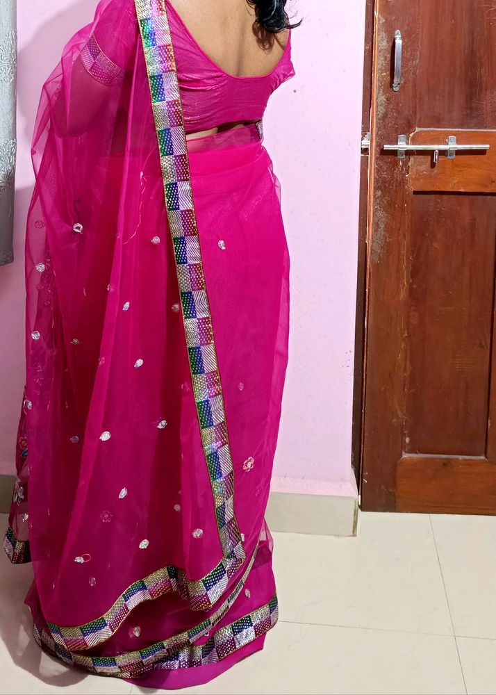 Price Drop💸 Best Net Saree With Paticoat, Blouse