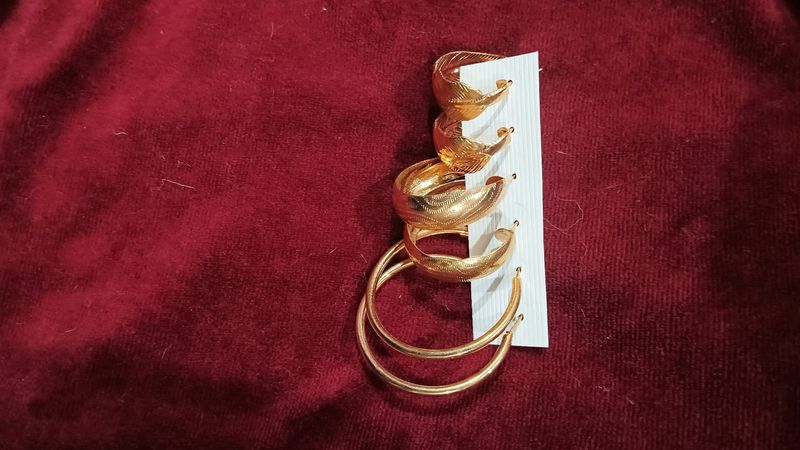 Three Pairs Of Gold Hoops