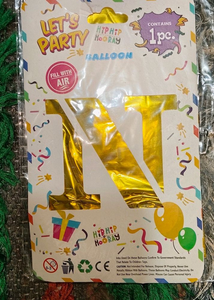 N Letter GOLDEN Balloon