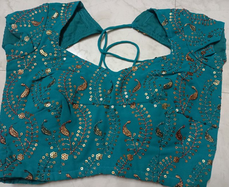 Wedding Wear Rama Green Padded Blouse -30/32"