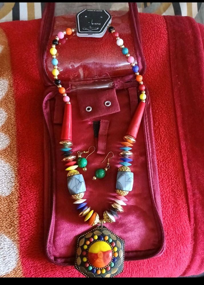 Long Necklace With Earrings