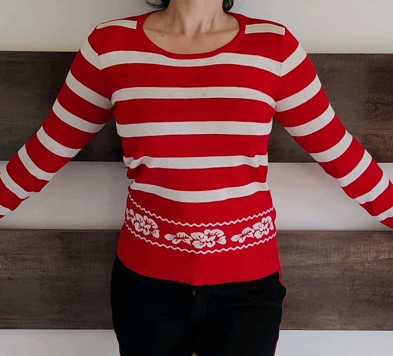 Red and White Sweatshirt