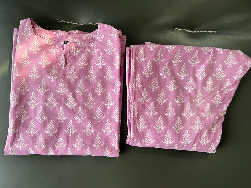 Pink Coord Set Block Print