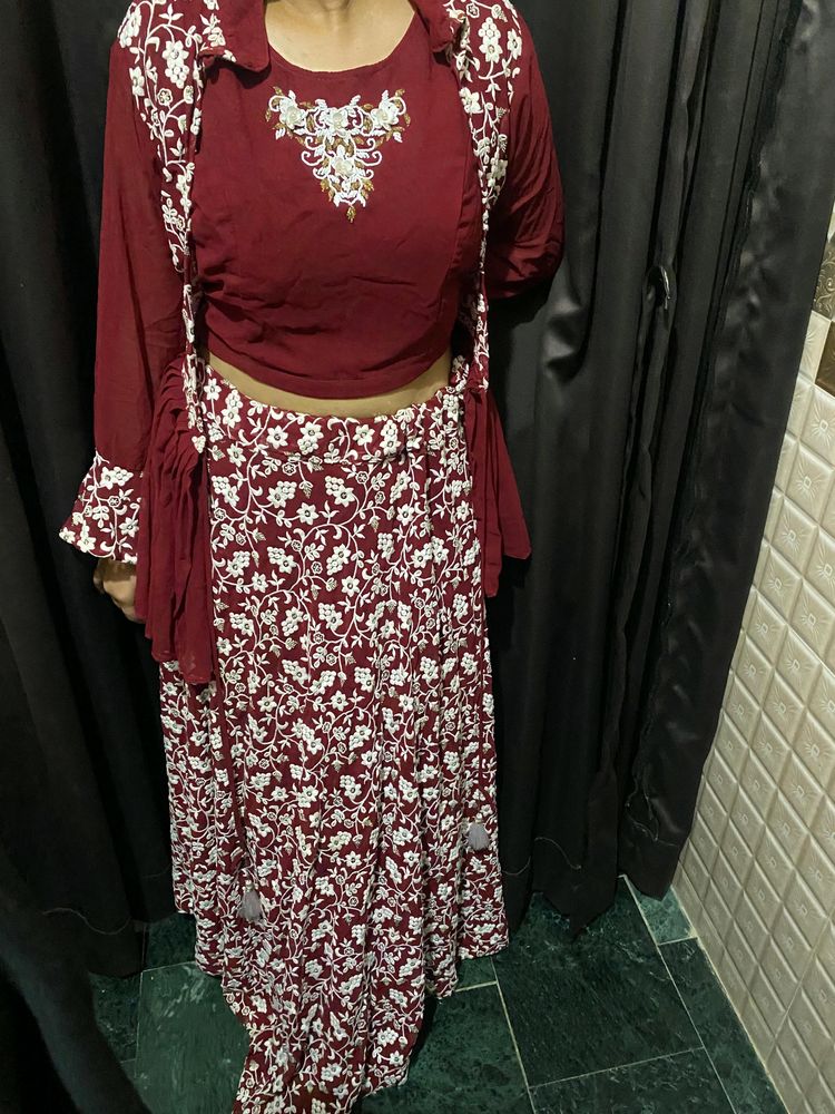 Maroon Boutique Customised 3 Piece Lehenga Set