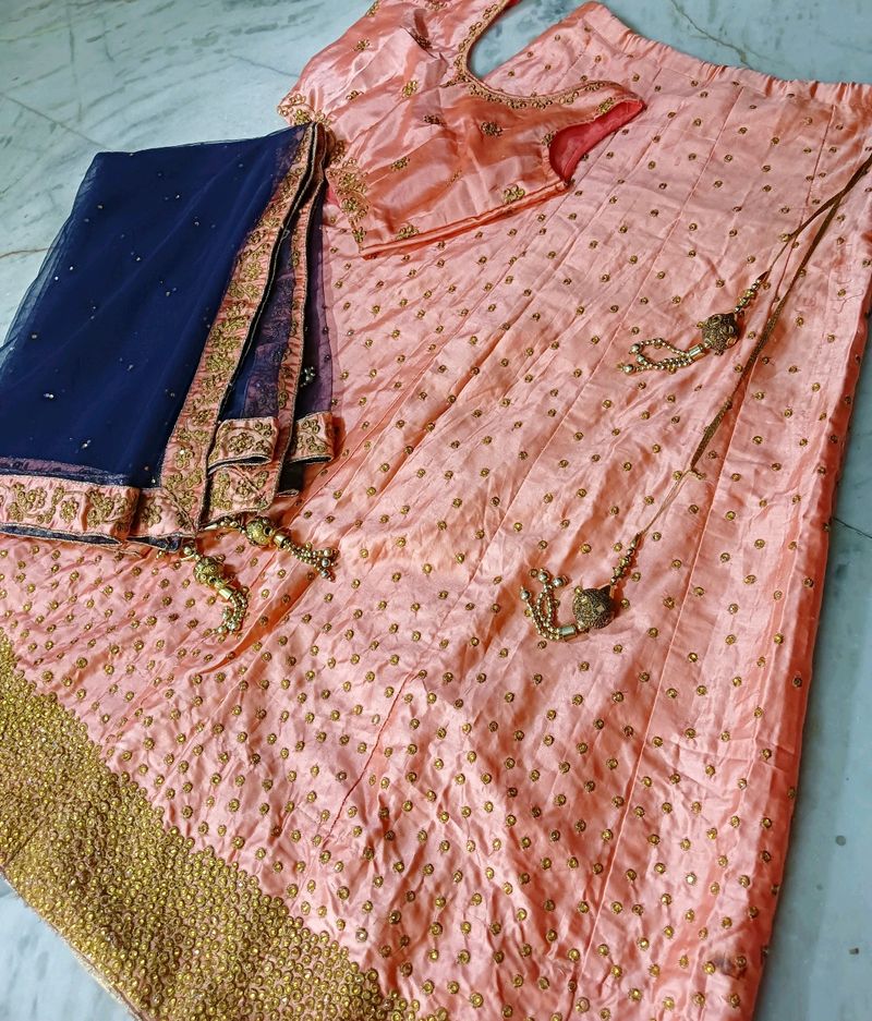 Peach Colour Wedding Lehnga