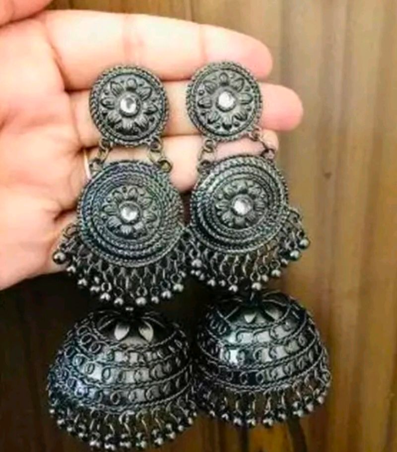 Oxidised Afghani jhumka