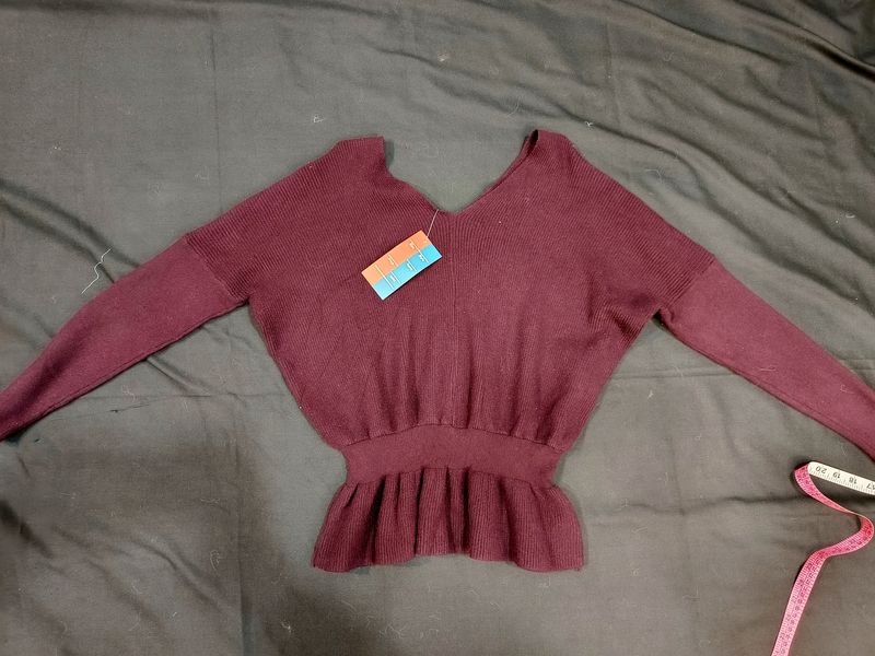 Korean Branded V Nack Winter Top For Girls