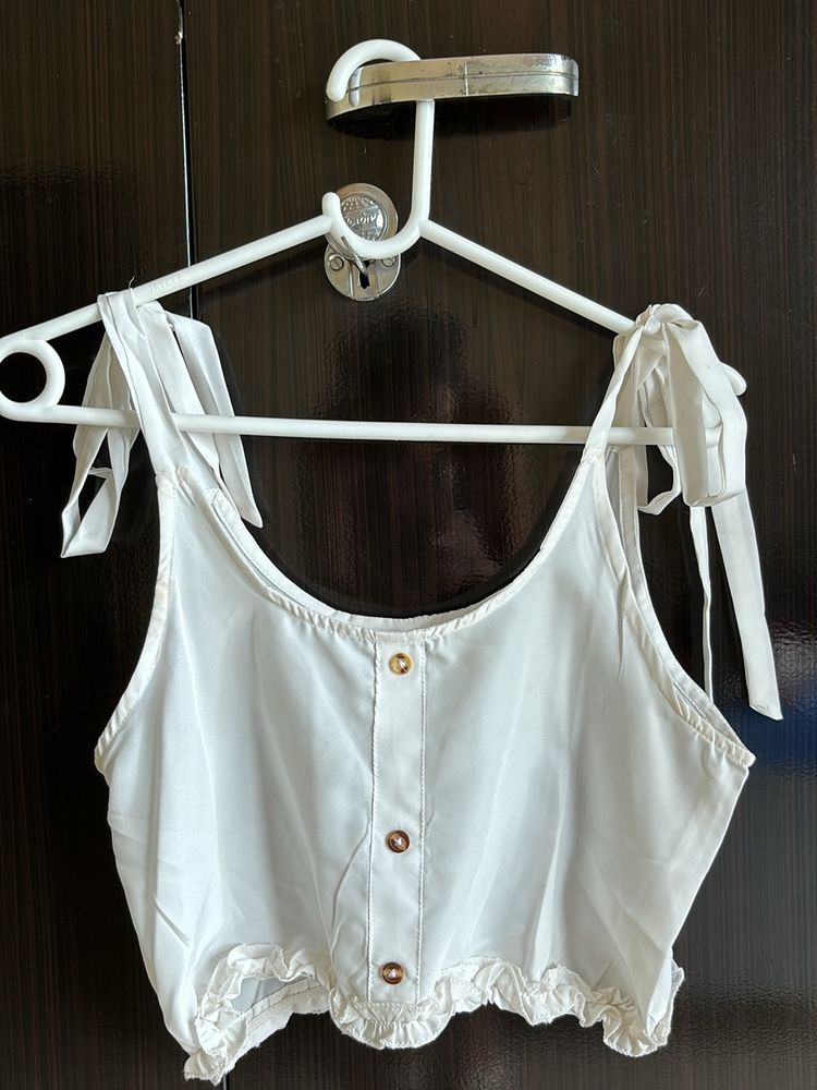 White Knot Crop Top