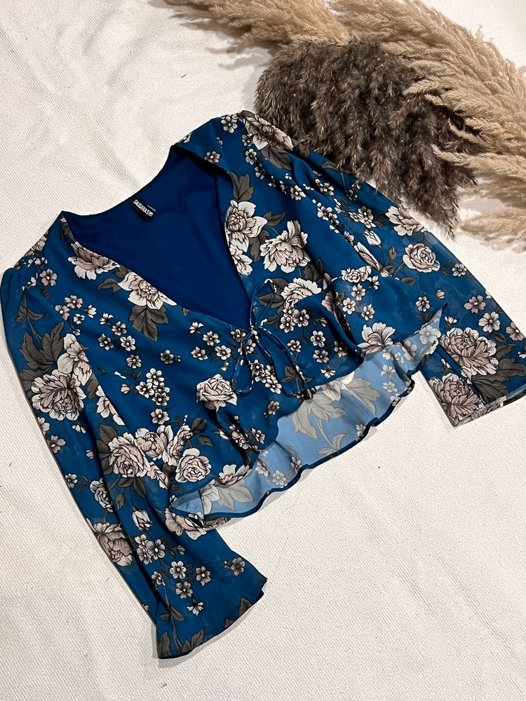 Women Blue Floral Top