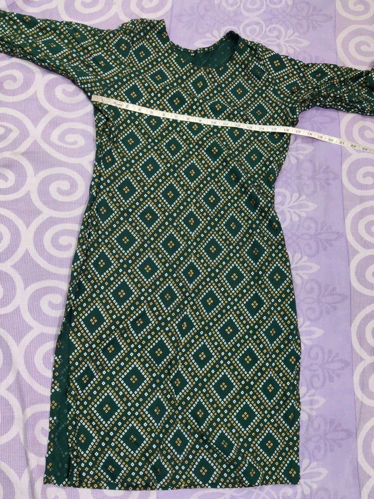 Green Printed Kurta With Sharara