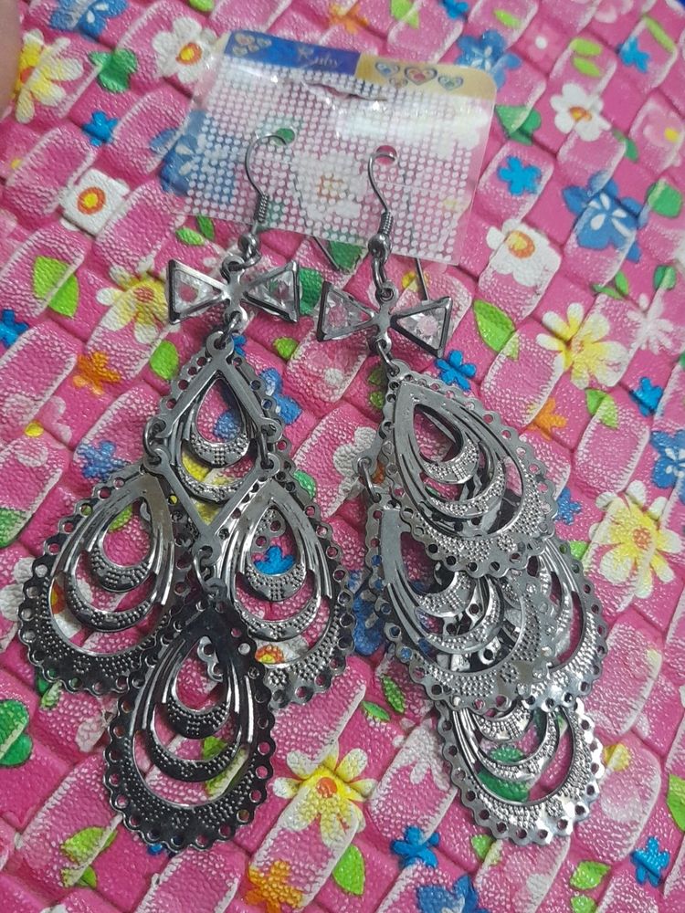 Oxidized Long Earrings