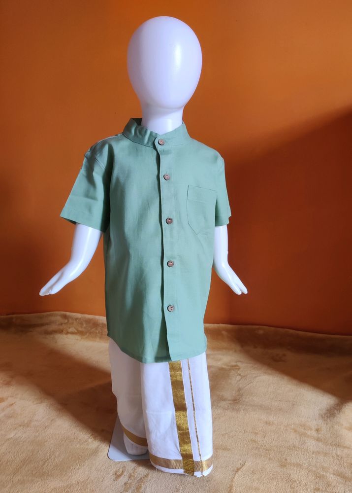 Cotton Shirt For Kids - Matcha Color