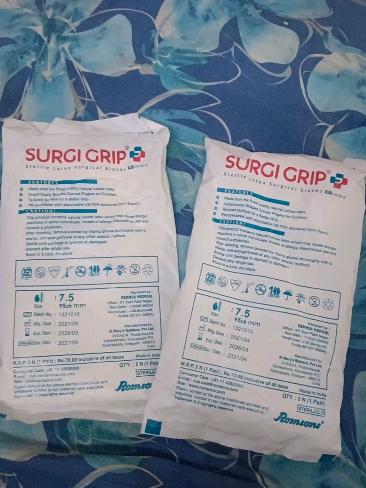 Surgi Grip Sterlite Latex Surgical Gloves 2 Pairs