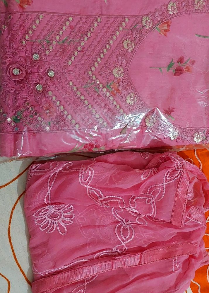 Unstitched Full Suit Set With Dupatta