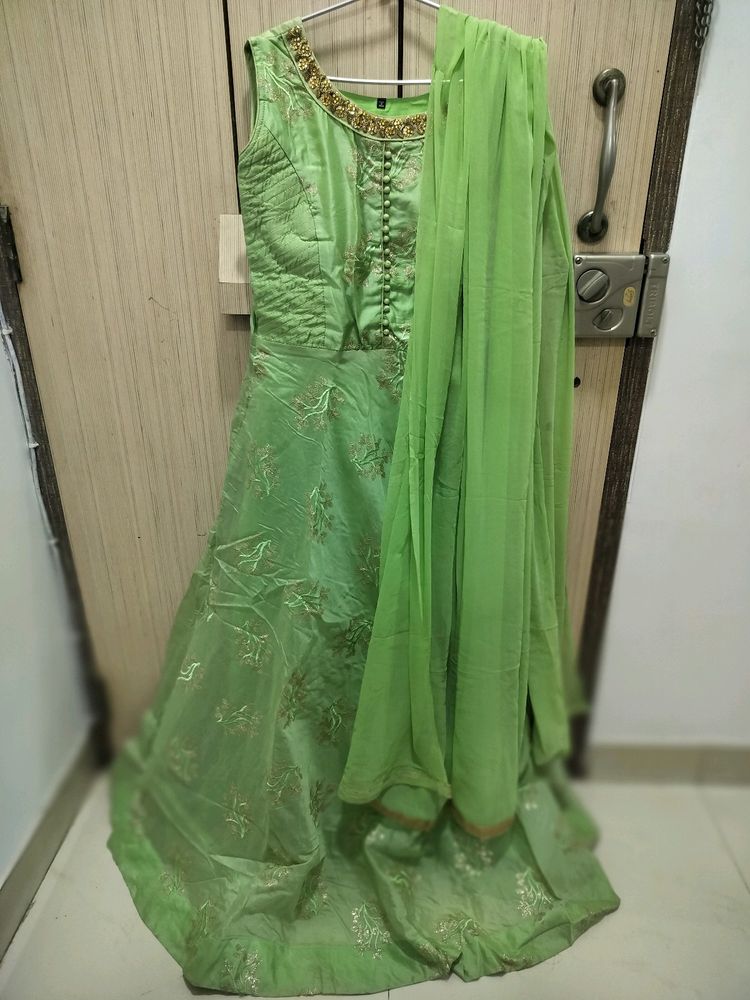 Green Gown With Dupatta