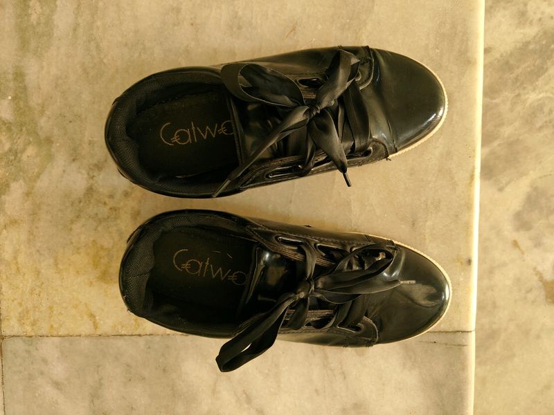 Black Shoes With Satin Laces