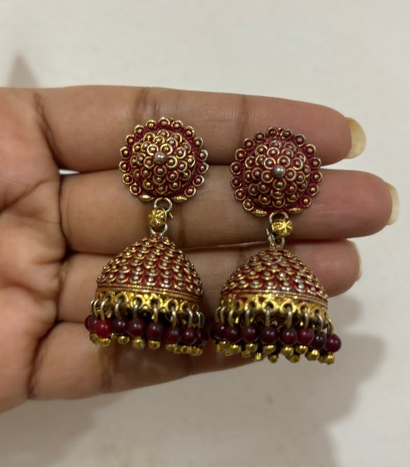 Maroon Color Jhumka