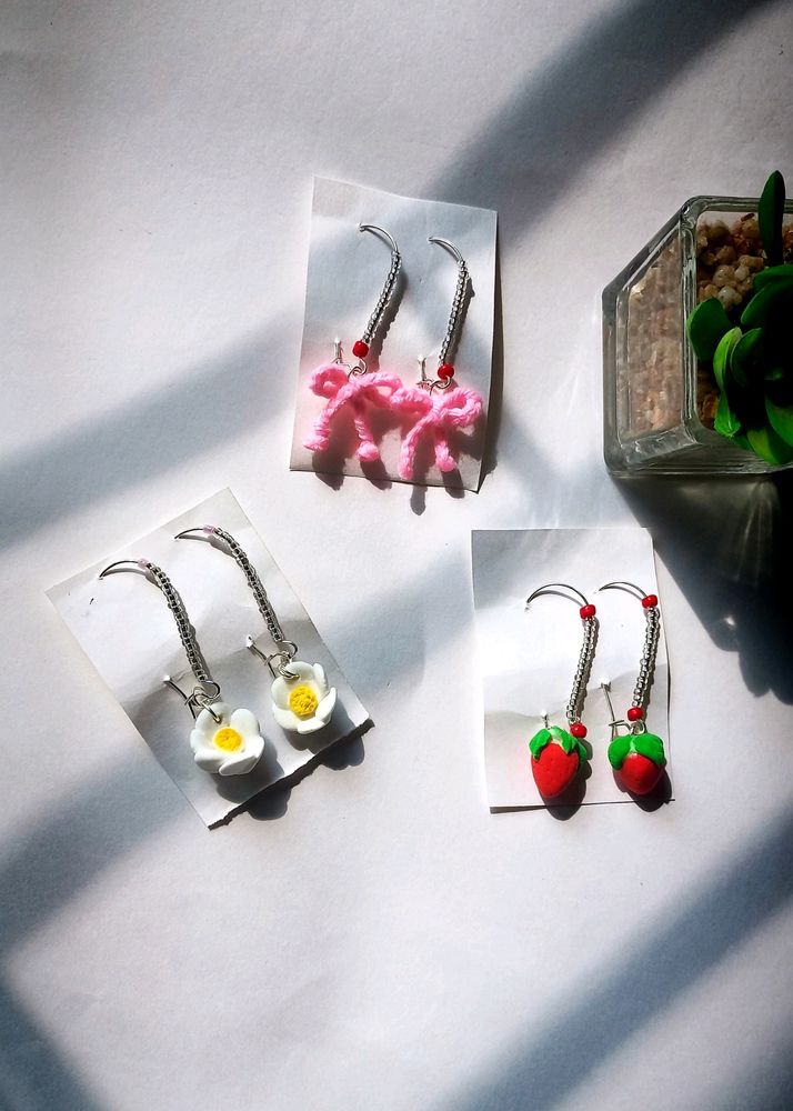 Aesthatic  Earring With Clay Charm🌷One For 100 Rs