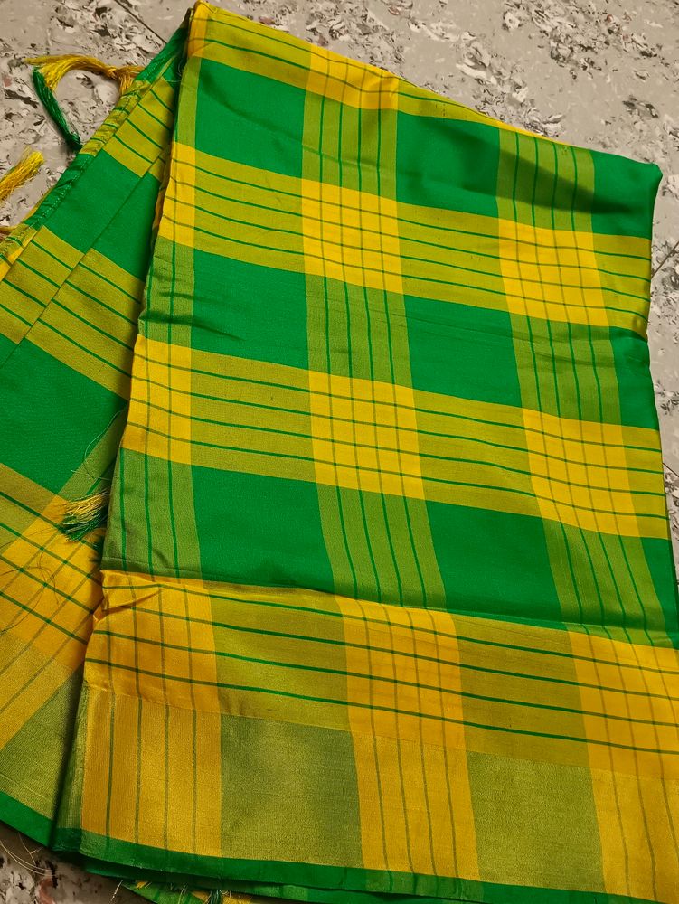 Green Nd Yellow Silk Saree