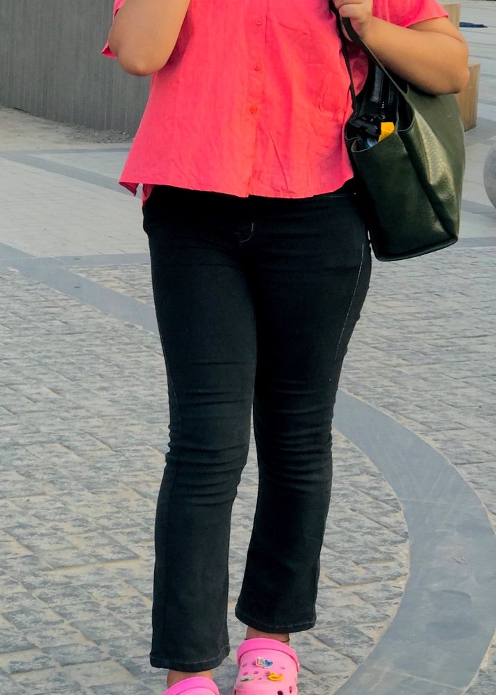 Pink Shirt + Black Jeans