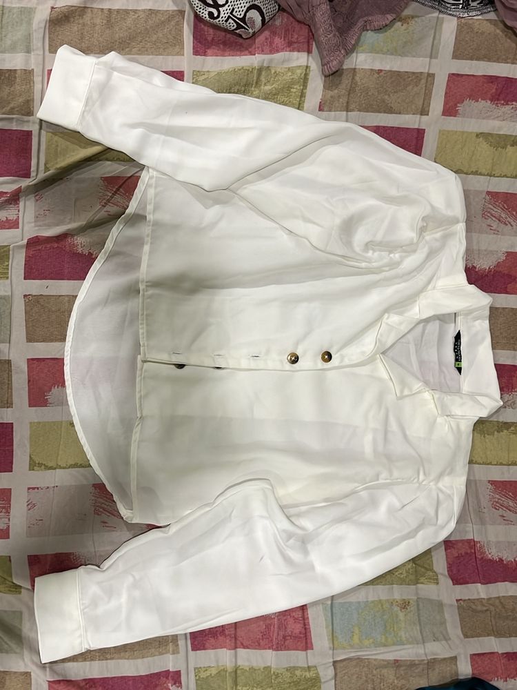 White Cropped Shirt