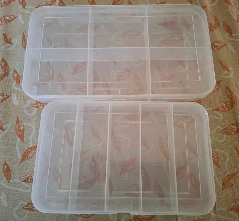 2 Plastic Multipurpose Sectioned Box