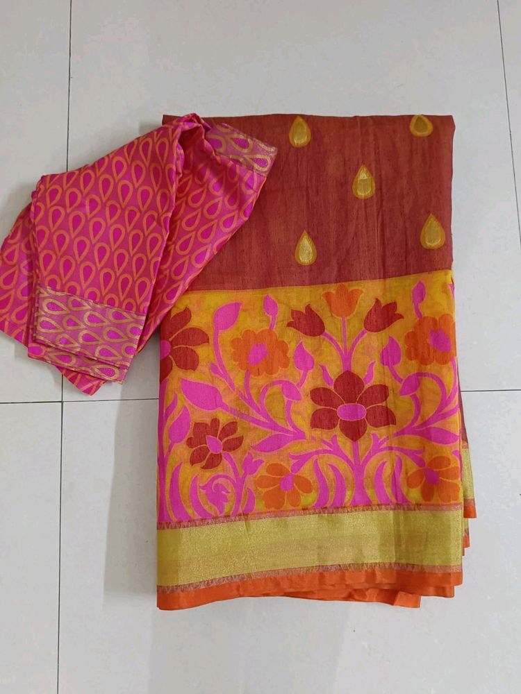 Saree With Stiched Blouse