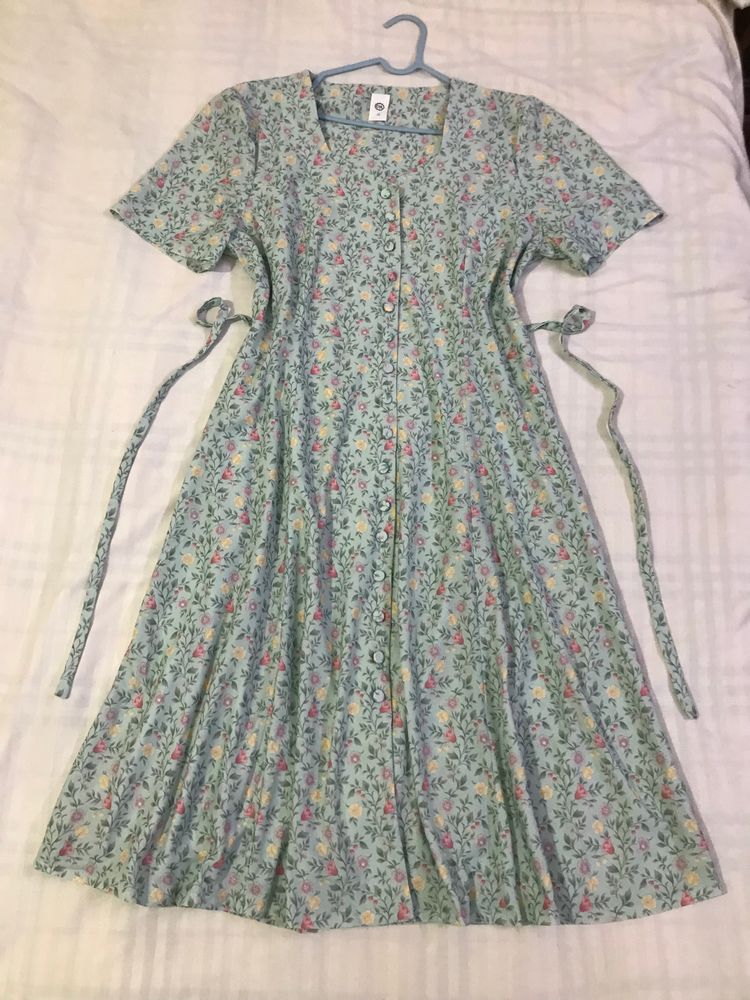 Pastel Green With Small Floral Dress Fits M-L