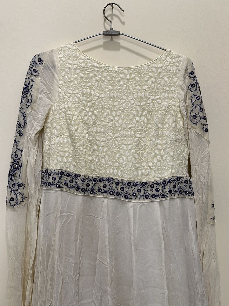 WHITE ANARKALI STYLE DRESS