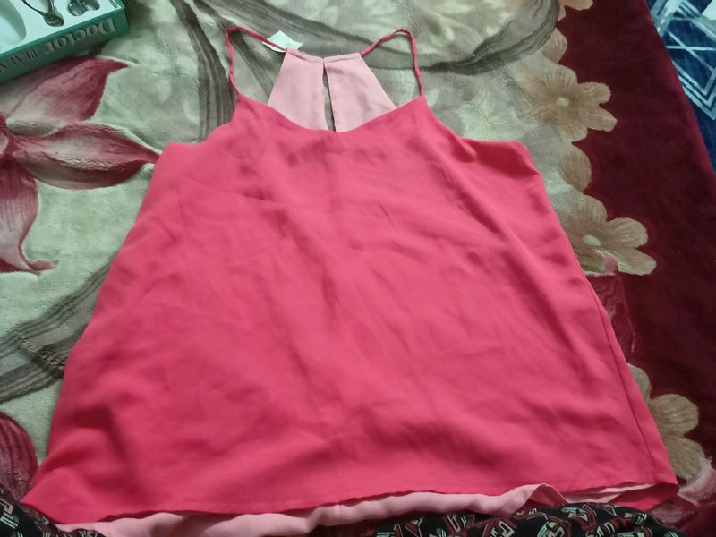 Chiffon Pink Stringlet Top Not Used For Single Tim