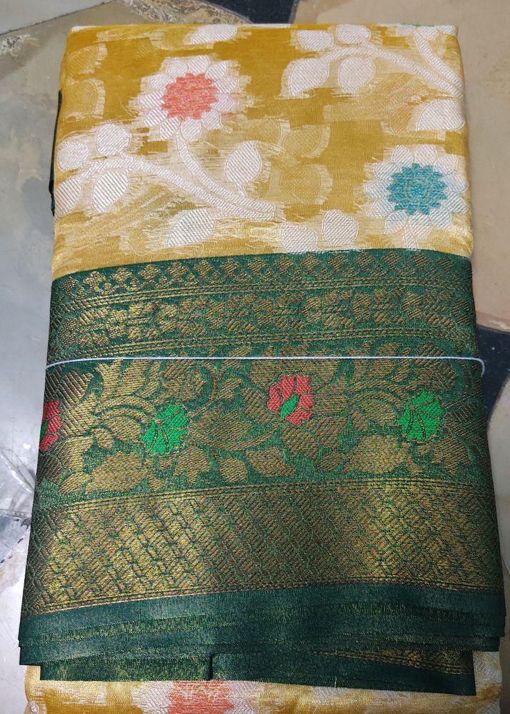 Tissue Saree With Meena kari Work