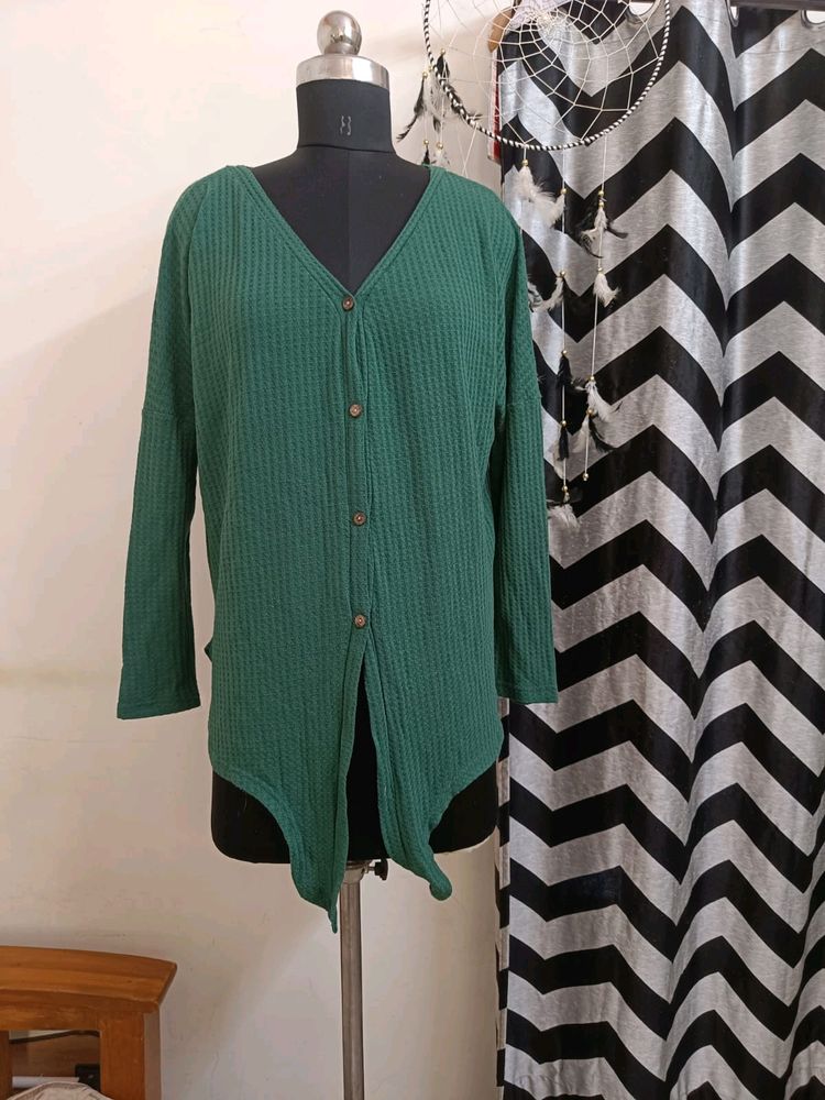 Green Tie Knot Plus Size Top