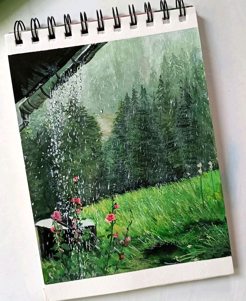 Rain Painting Made For Home Decore